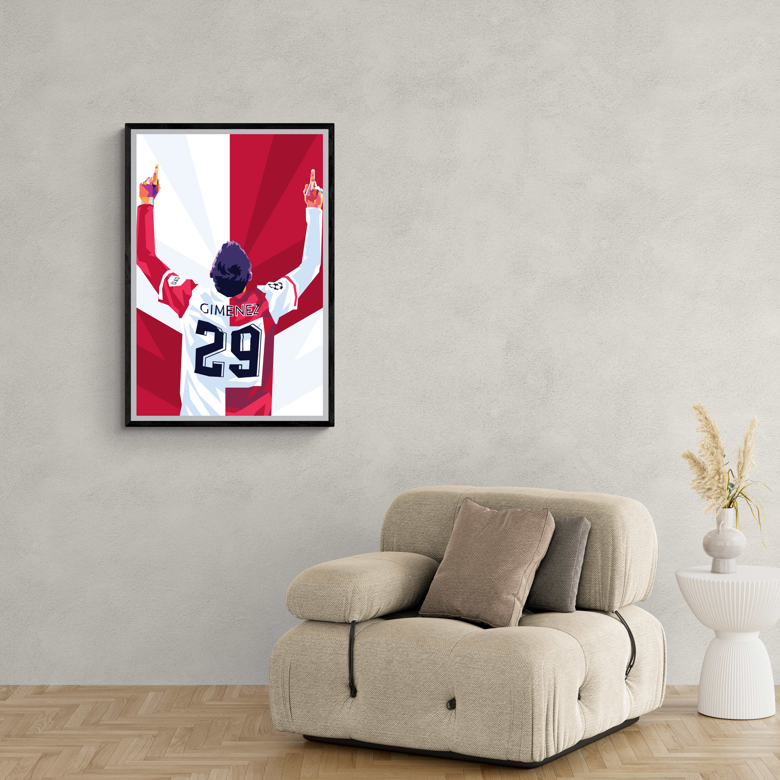 Santiago Gimenez | Vintage Muurdecoratie | Voetbal Schilderijen | Wanddecoratie voor Sport Liefhebbers