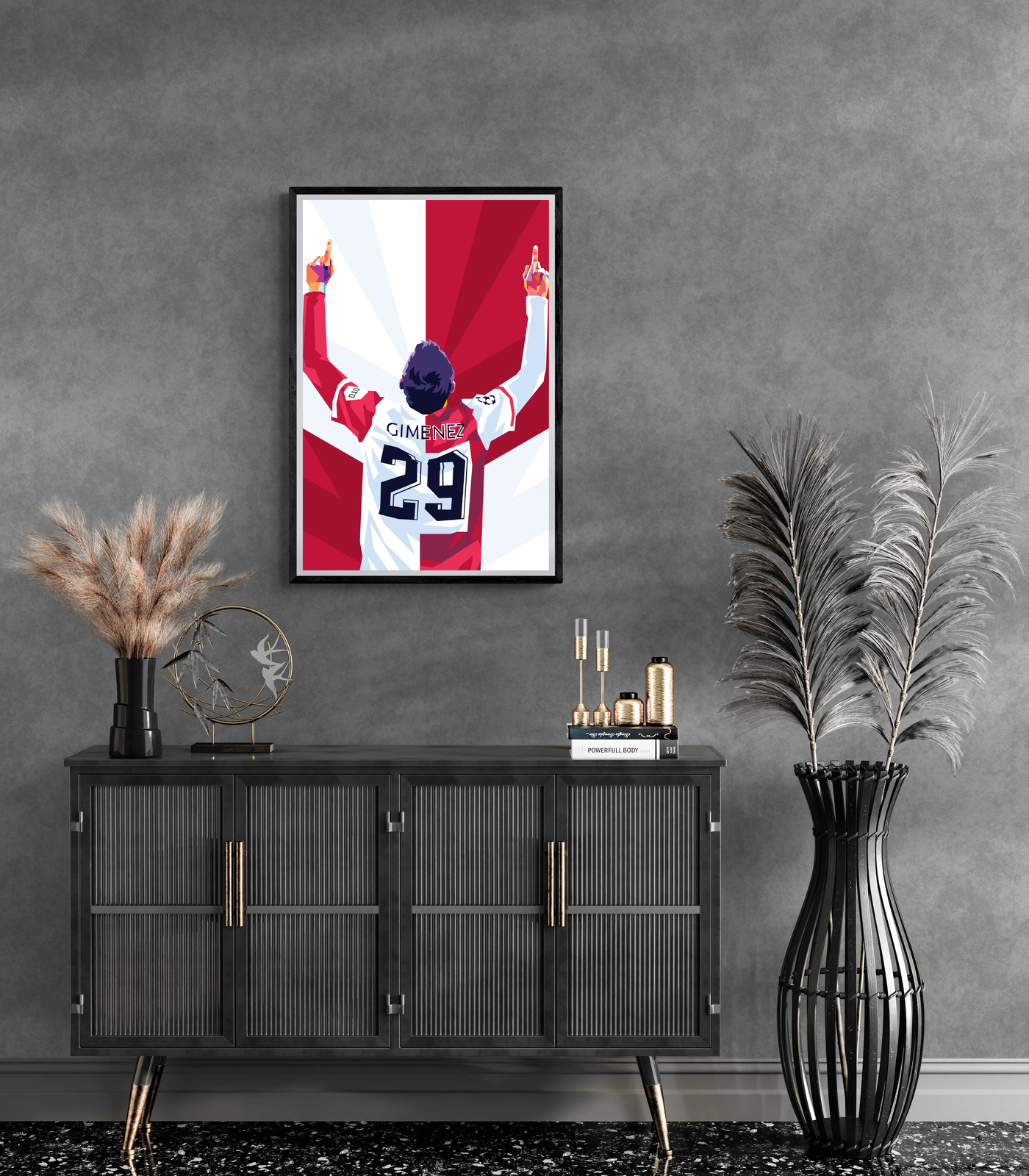 Santiago Gimenez | Vintage Muurdecoratie | Voetbal Schilderijen | Wanddecoratie voor Sport Liefhebbers