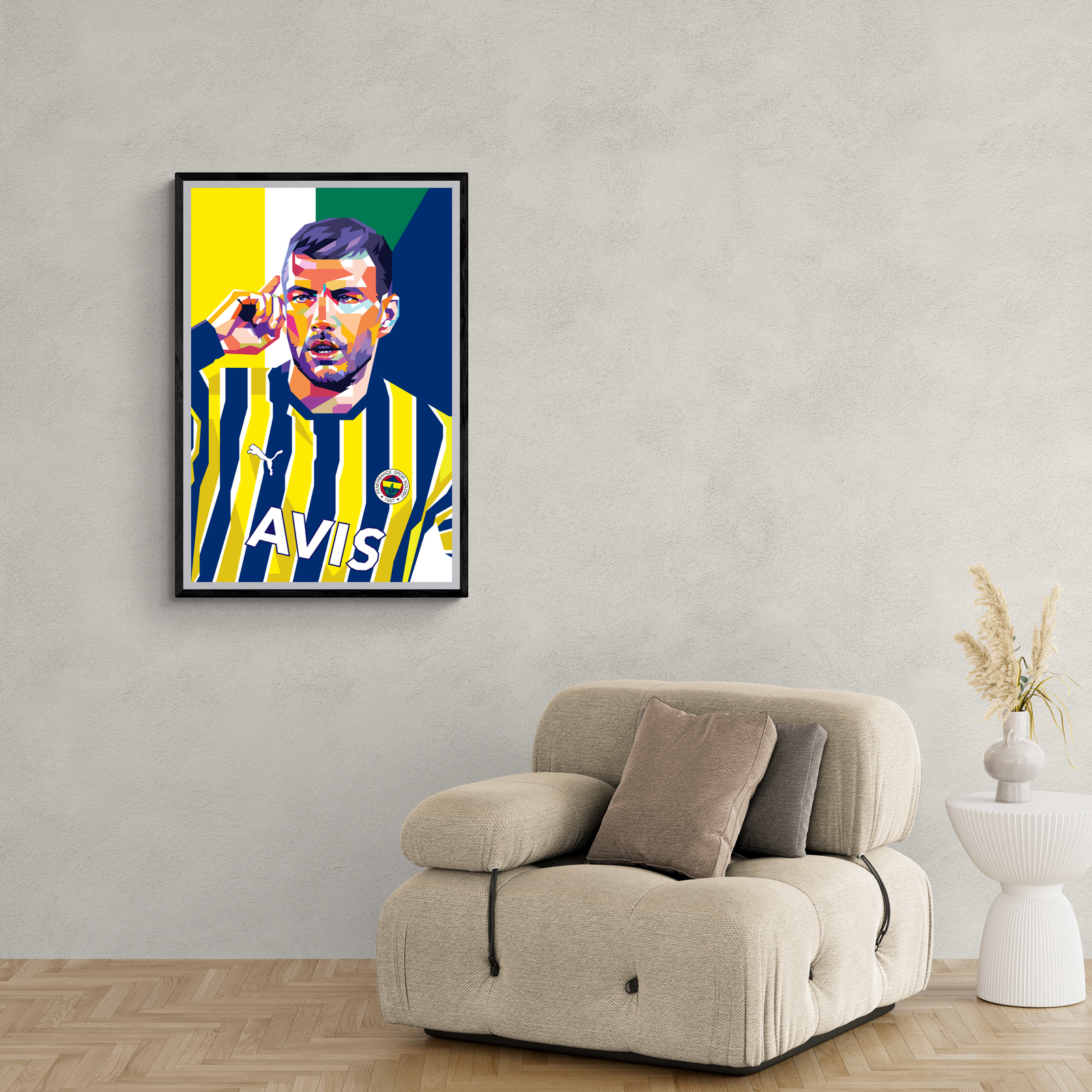 Edin Dzeko Poster | Voetbal Ster Schilderijen | Muurdecoratie Kunst | Wanddecoratie Kunstwerk | Soccer Player Art Print