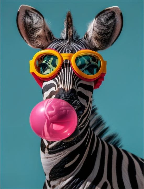 Punk Art Poster | Bubble Gum Zebra Design | Muurdecoratie | Wanddecoratie voor Huis & Tuin