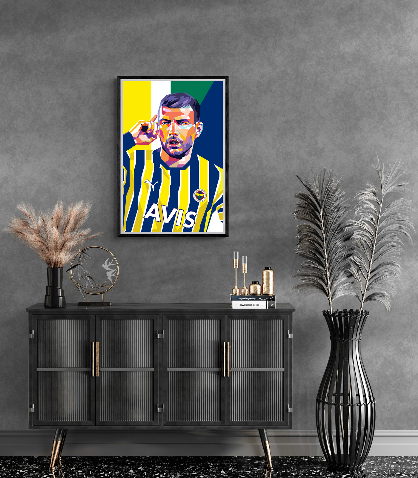 Edin Dzeko Poster | Voetbal Ster Schilderijen | Muurdecoratie Kunst | Wanddecoratie Kunstwerk | Soccer Player Art Print