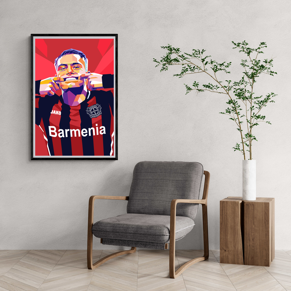 Florian Wirtz | Voetbal Ster Poster | Wanddecoratie | Muurdecoratie | Kunst in Levendige Kleuren | Hoge Kwaliteit Print