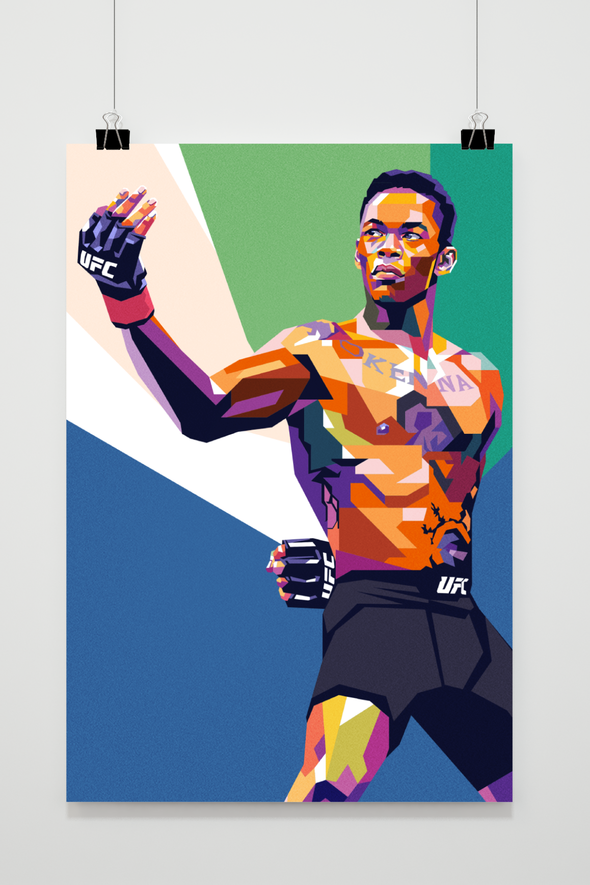 Israel Adesanya Poster | Muurdecoratie MMA | Wanddecoratie Vechtkunst | Schilderijen voor Thuis