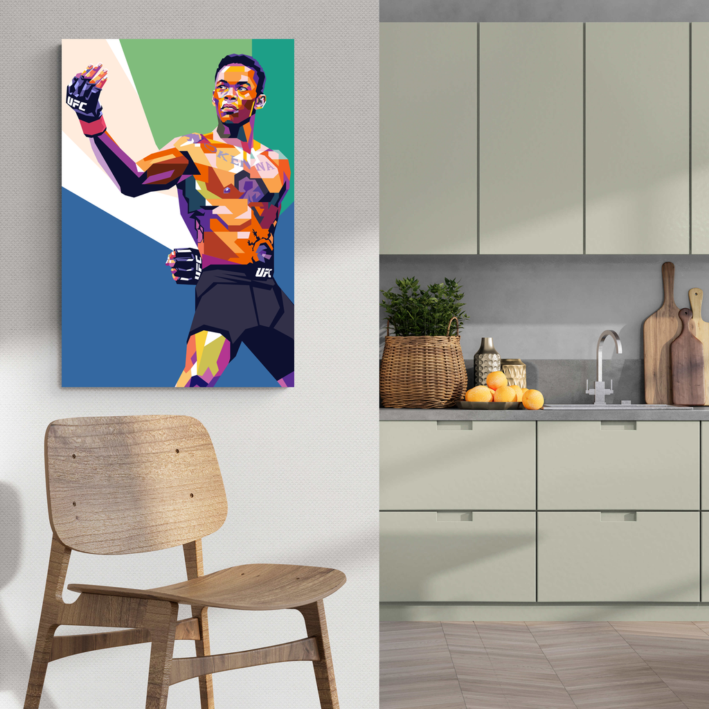 Israel Adesanya Poster | Muurdecoratie MMA | Wanddecoratie Vechtkunst | Schilderijen voor Thuis