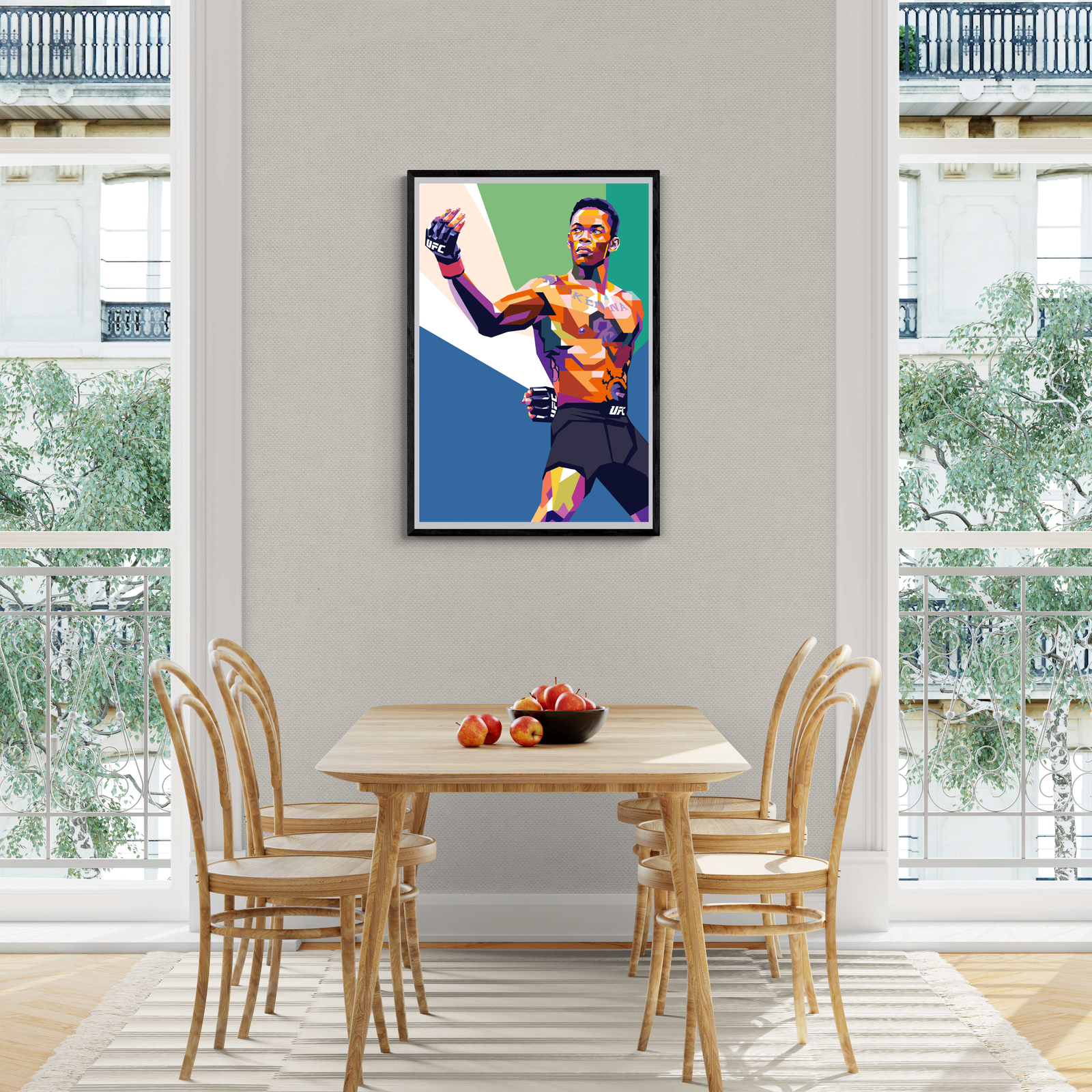 Israel Adesanya Poster | Muurdecoratie MMA | Wanddecoratie Vechtkunst | Schilderijen voor Thuis