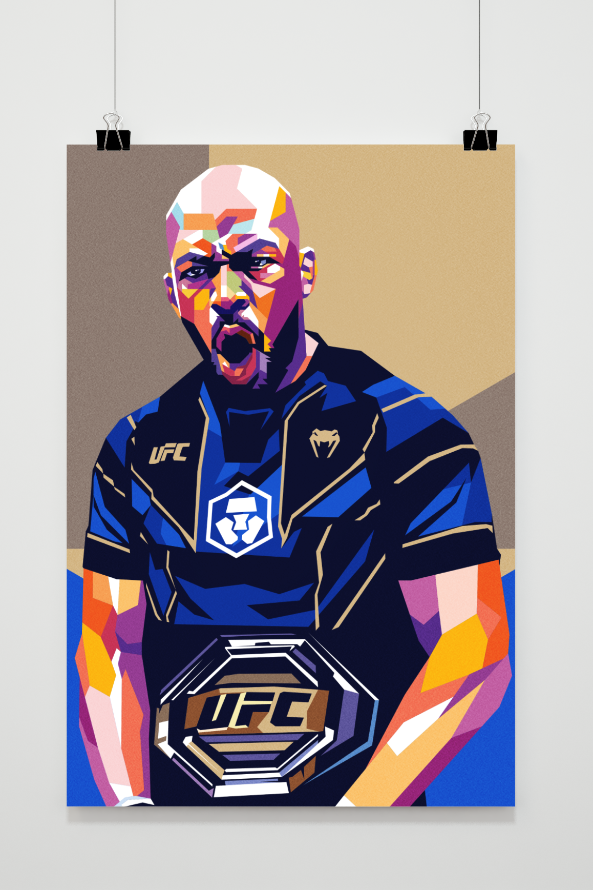 Jon Jones | MMA Legende Poster | Wanddecoratie | Schilderij voor Gym en Kantoor | Muurdecoratie | Mixed Martial Arts Champion | UFC Vechter Kunstafdruk | Sport Fan Cadeau