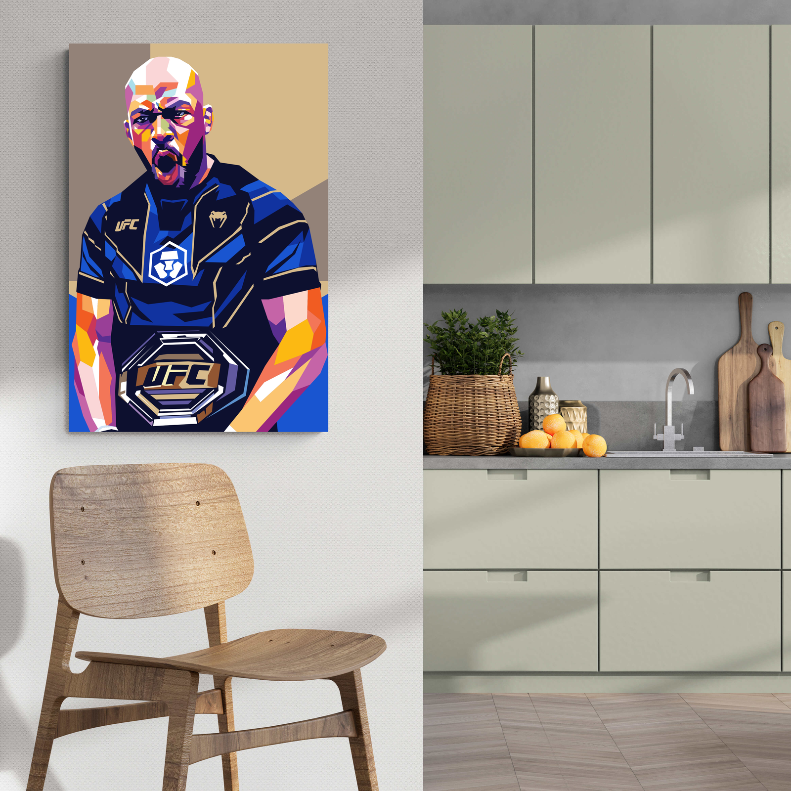 Jon Jones | MMA Legende Poster | Wanddecoratie | Schilderij voor Gym en Kantoor | Muurdecoratie | Mixed Martial Arts Champion | UFC Vechter Kunstafdruk | Sport Fan Cadeau