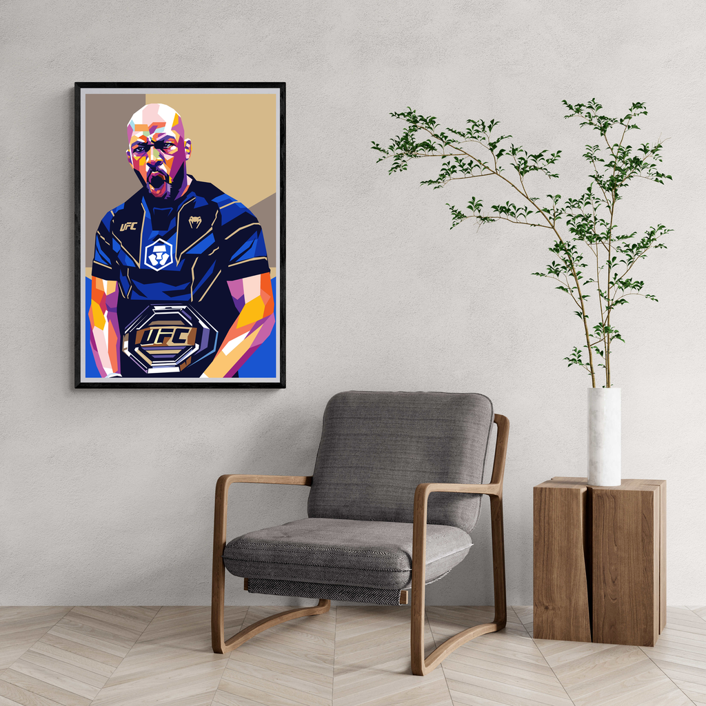 Jon Jones | MMA Legende Poster | Wanddecoratie | Schilderij voor Gym en Kantoor | Muurdecoratie | Mixed Martial Arts Champion | UFC Vechter Kunstafdruk | Sport Fan Cadeau
