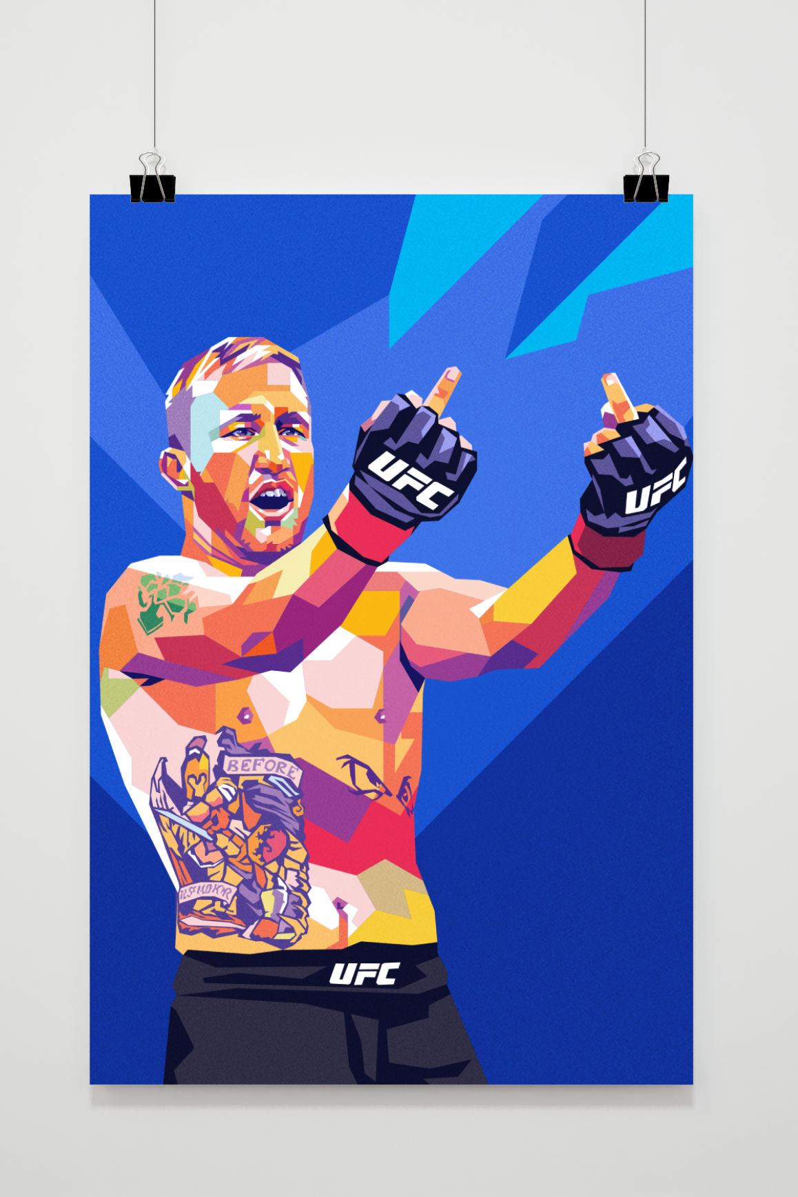 Justin Gaethje | Sport Posters | MMA Wanddecoratie | Hoogwaardige Prent | Muurdecoratie voor Thuis | Mixed Martial Arts Fans