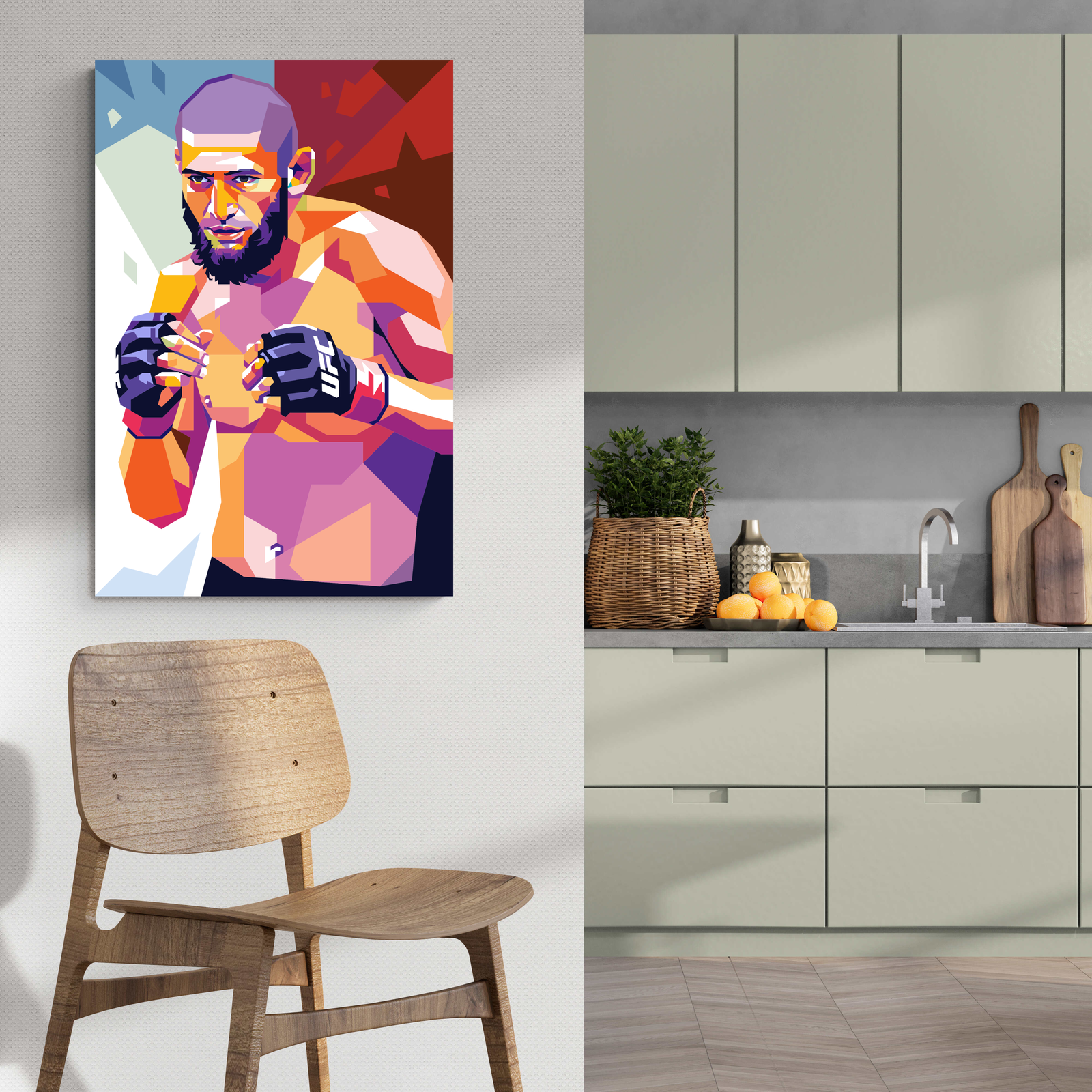 Khamzat Chimaev | MMA Poster | Inspirerende Wanddecoratie | Muurdecoratie voor Huis & Tuin Kunst