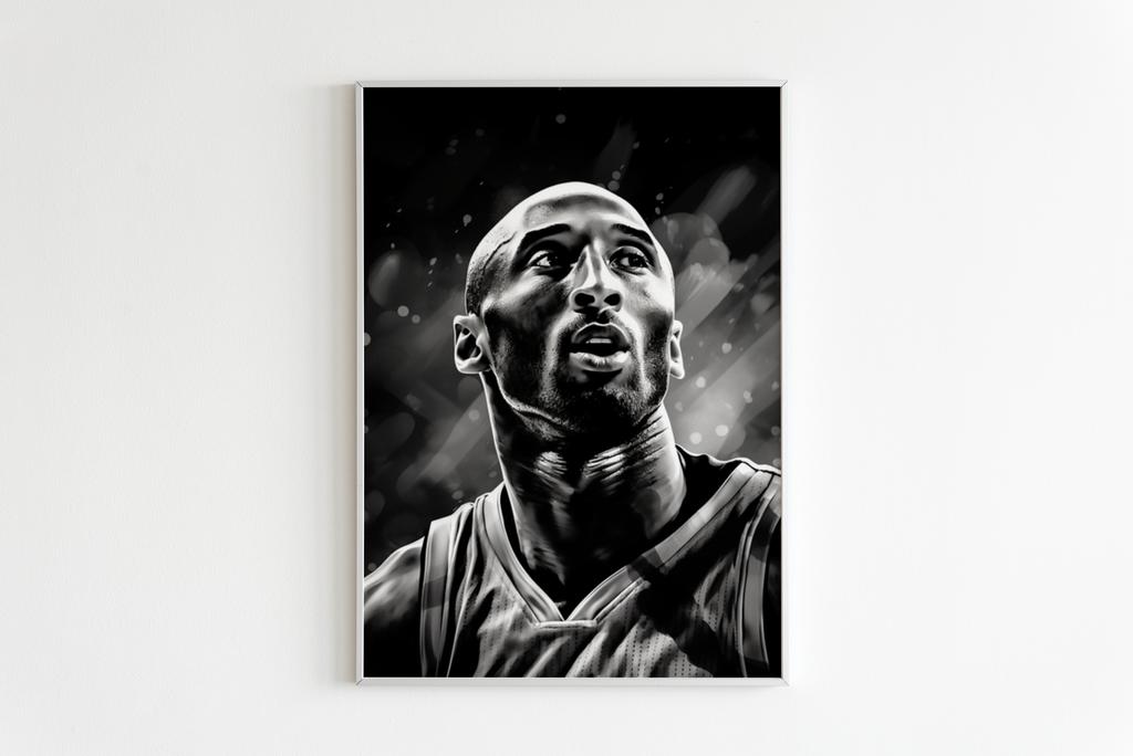 Kobe Bryant | Zwart-wit Poster | Iconisch Basketbal Muurdecoratie | Hoge Kwaliteit | Wanddecoratie