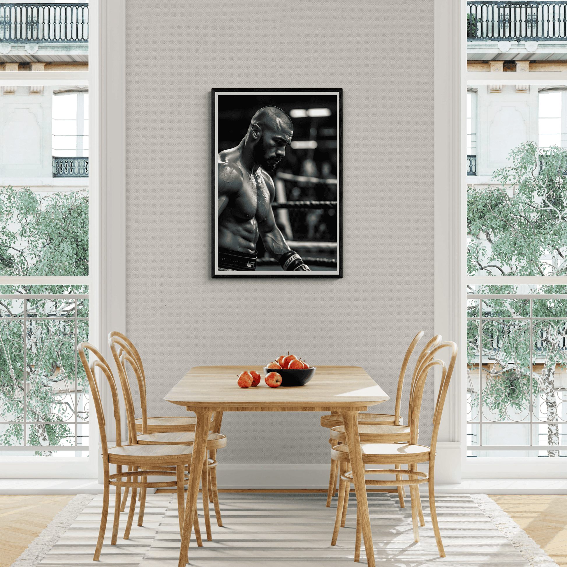 Black & White Boxer Dog | Poster | Muurdecoratie | Wanddecoratie | Dierenschilderij | Monochrome | Modern Interieur