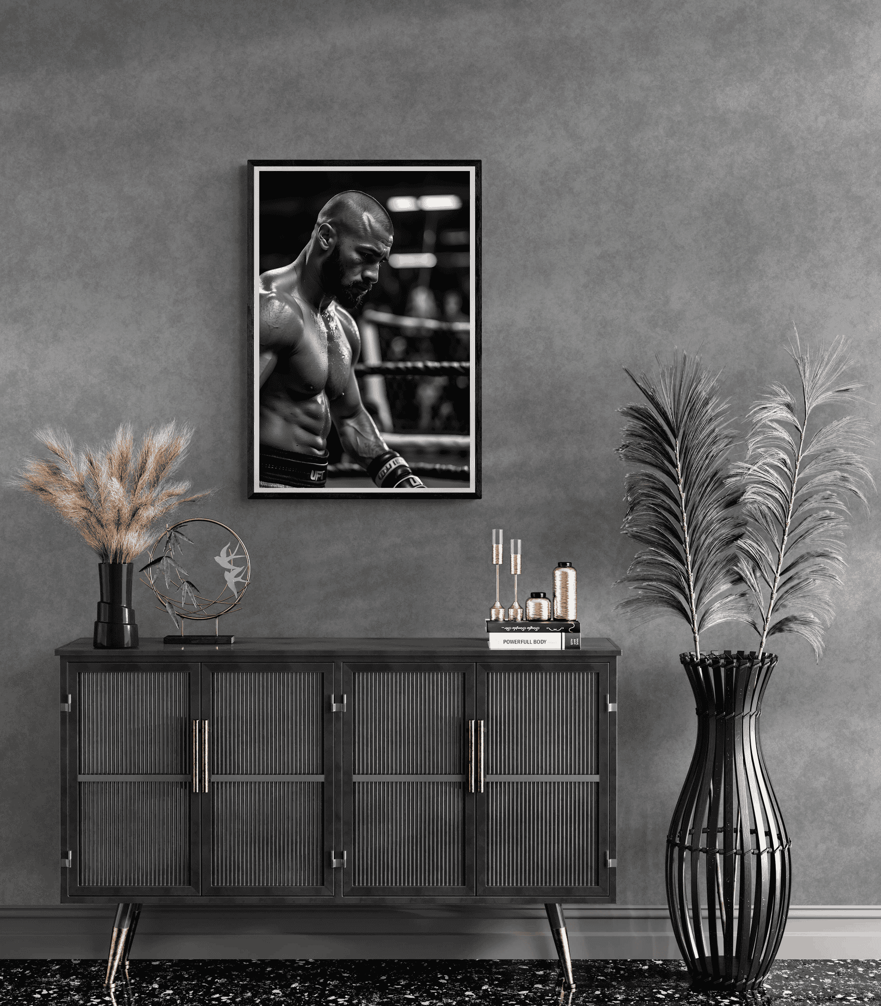 Black & White Boxer Dog | Poster | Muurdecoratie | Wanddecoratie | Dierenschilderij | Monochrome | Modern Interieur