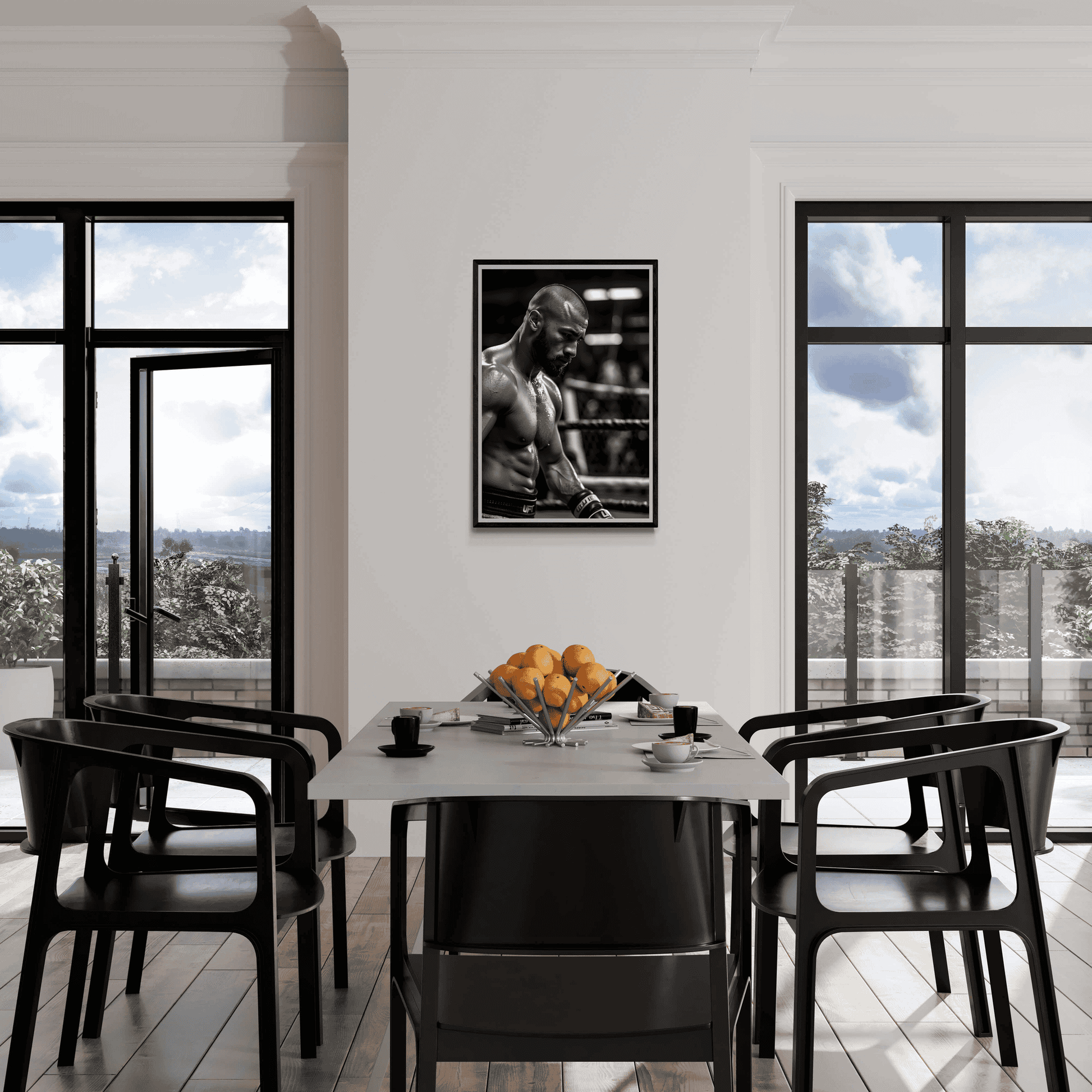 Black & White Boxer Dog | Poster | Muurdecoratie | Wanddecoratie | Dierenschilderij | Monochrome | Modern Interieur