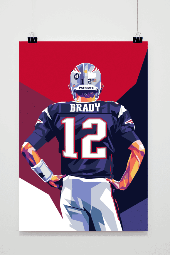 Tom Brady Poster Muurdecoratie | NFL Legend Wanddecoratie | Sports Wandkunst | Football Decor
