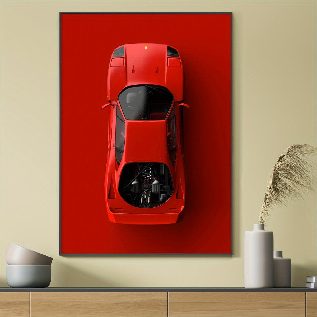 F40 Top View Poster | Muurdecoratie Vintage Supercar | Wanddecoratie Classic Car | Posters en Kunst