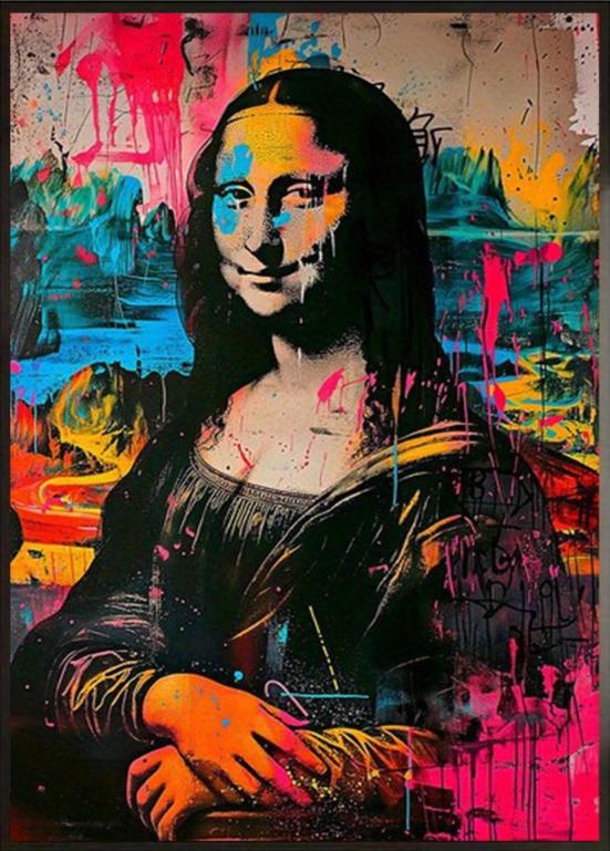 Mona Lisa Graffiti Art | Modern Punk Renaissance | Schilderijen Muurdecoratie | Street Style Wanddecoratie | Unieke Posters