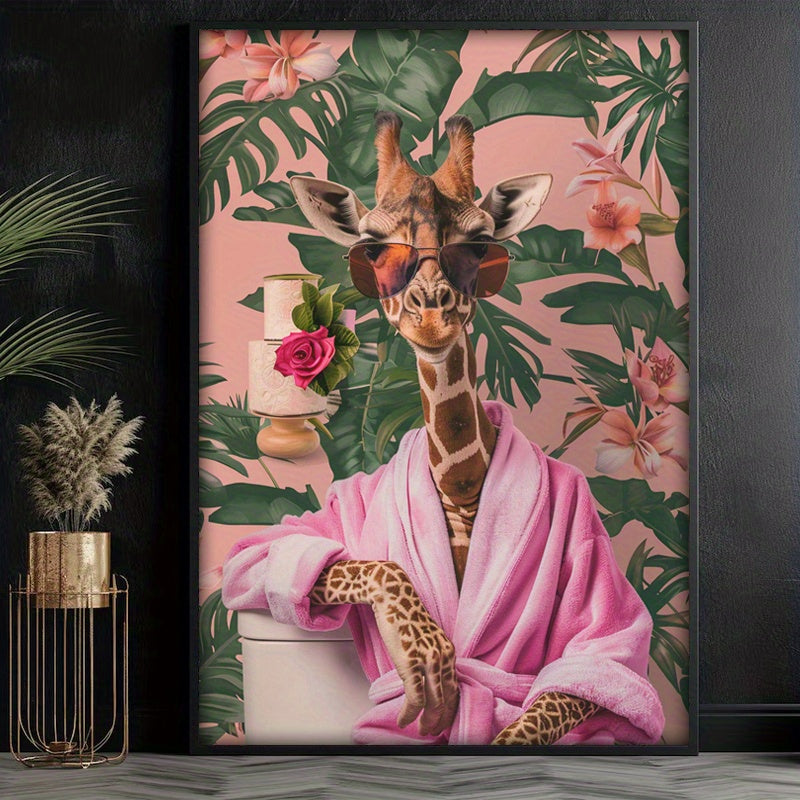 Royal Giraffe Poster | Punk Wanddecoratie | Unieke Muurdecoratie voor Woonkamer | Dierentuinkunst