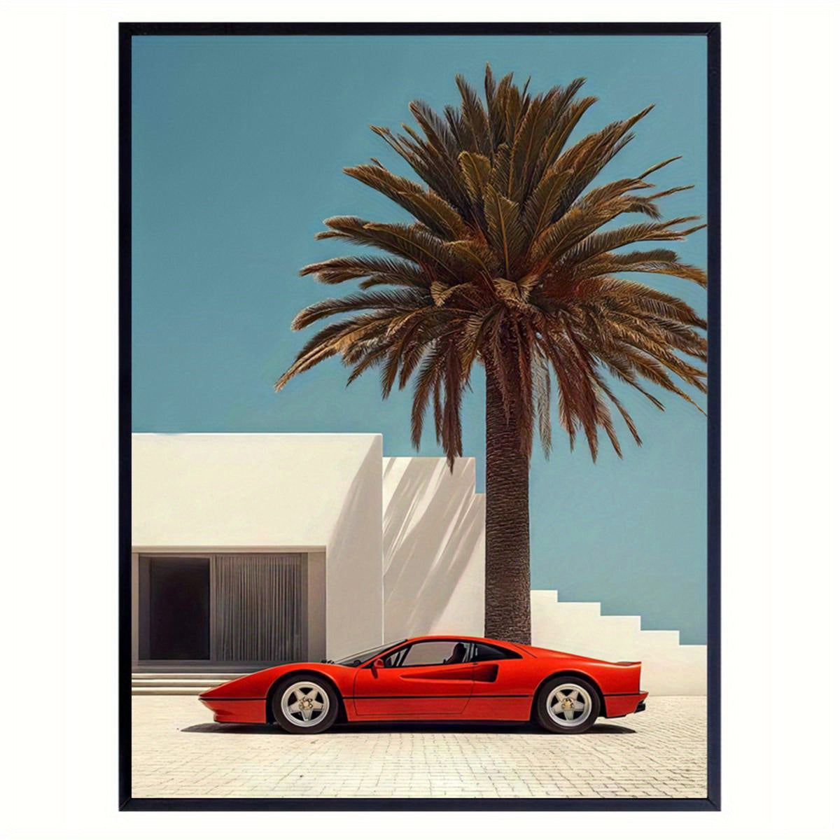 Miami Supercar Ferrari Poster | Vintage Wanddecoratie | Muurdecoratie voor Huis en Tuin