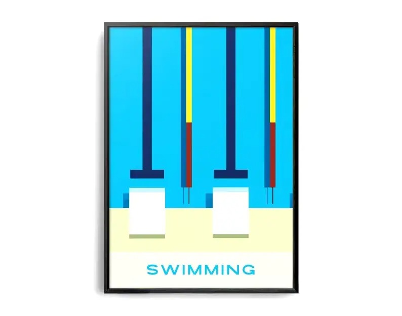 The Geometry of Victory | Zwembad Muurdecoratie | Sport Schilderijen | Wanddecoratie Kunst Posters