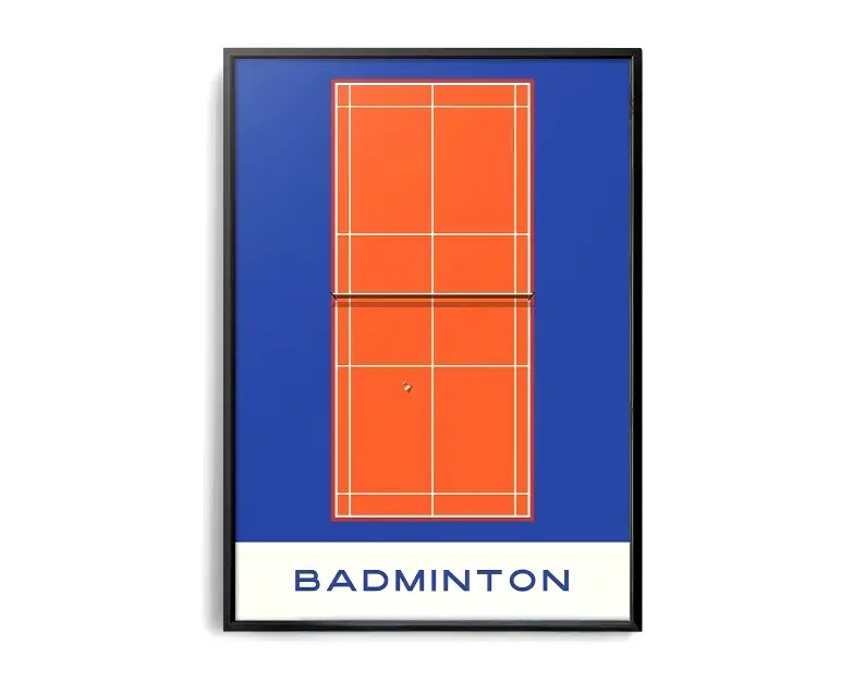The Geometry of Victory | Badminton | Muurdecoratie | Wanddecoratie | Sports Art Series | Kunstposter