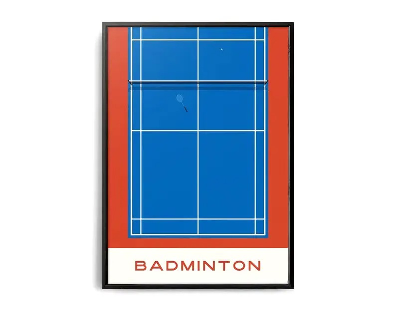 The Geometry of Victory | Sport Posters | Wanddecoratie | Badminton Muurdecoratie | Canvas Kunst