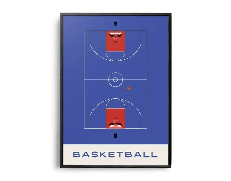 The Geometry of Victory | Basketball Court Muurdecoratie | Sport Posters | Wanddecoratie Kunst