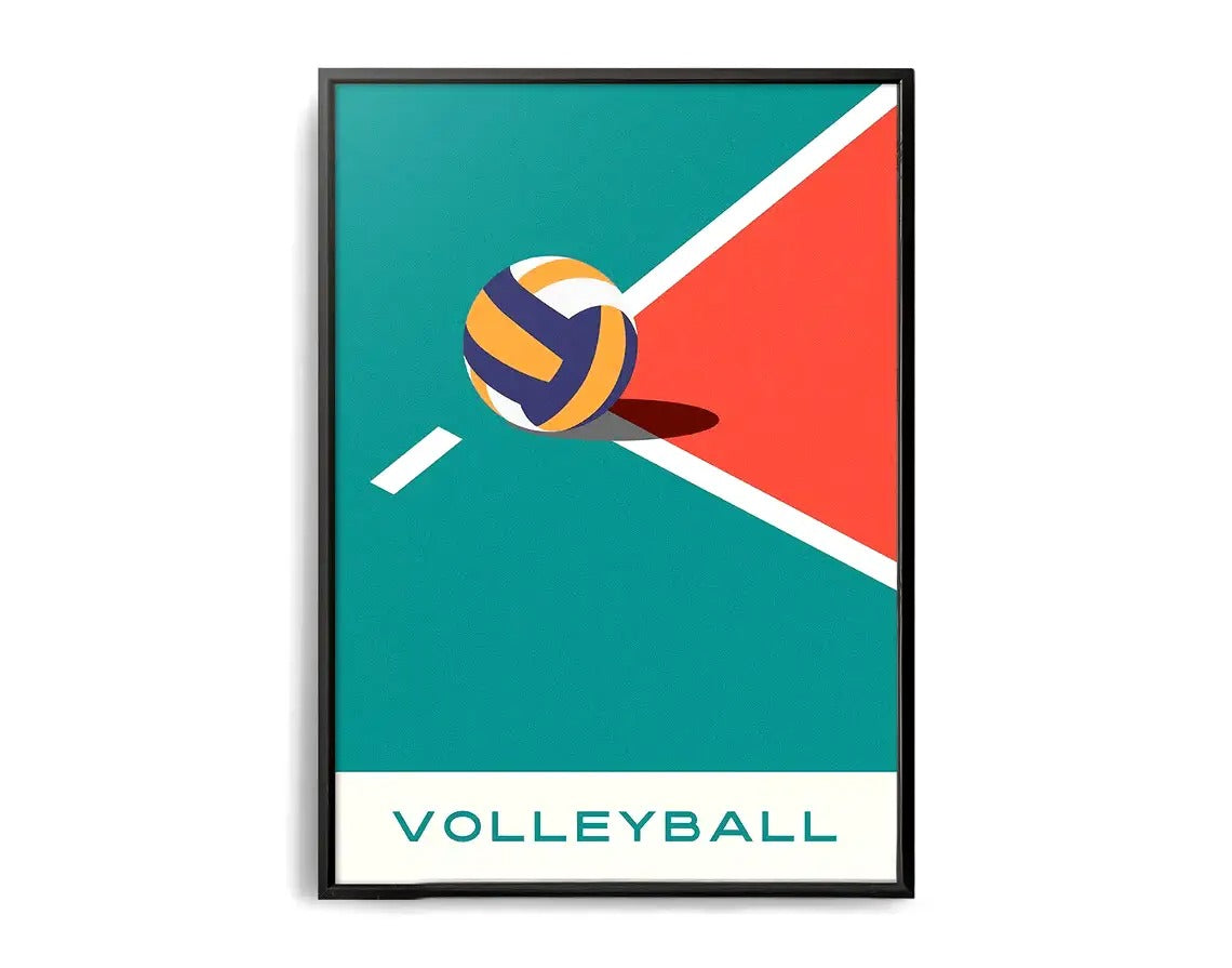 The Geometry of Victory | Sport Muurdecoratie | Poster | Wanddecoratie | Volleyball Kunst