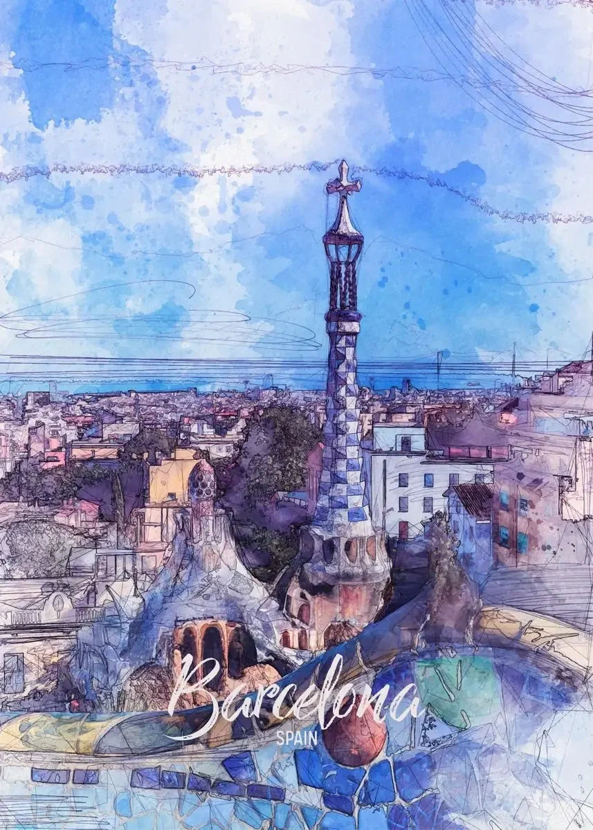 Park Güell Posters | Spaanse Wanddecoratie | Barcelona Kunst | Antoni Gaudí Muurdecoratie | Architectonische Schat Kunstwerken