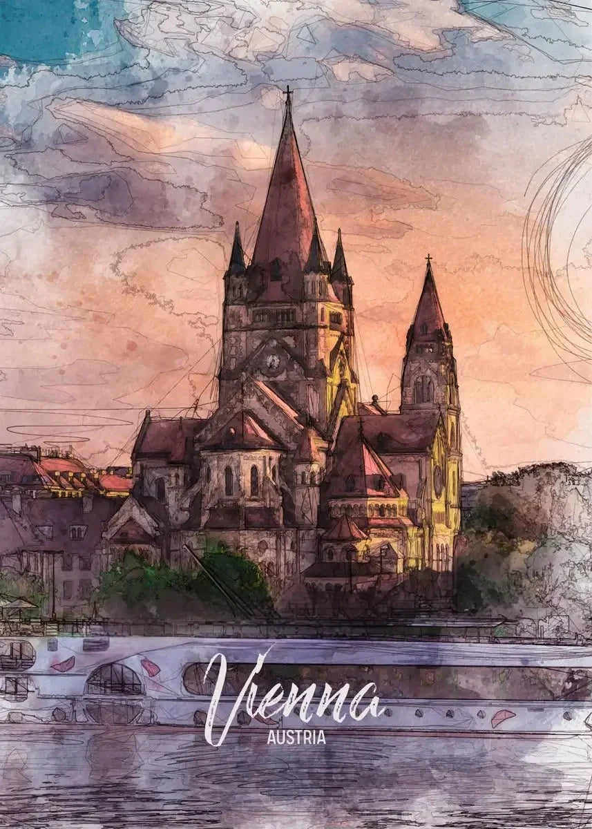 St. Francis of Assisi Church | Muurdecoratie Wenen | Neo-Gotische Religieuze Wanddecoratie | Europese Schilderijen Oostenrijkse Posters