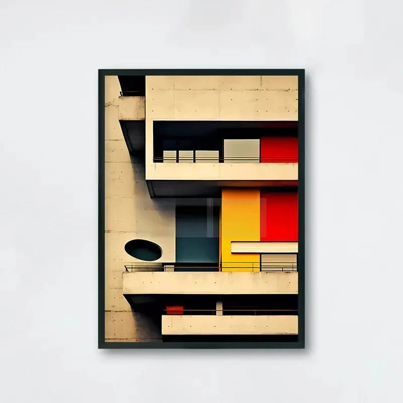 Modernist Architecture Design Poster | Muurdecoratie | Abstracte Wanddecoratie | Creatieve Home Decor Kunst | Kleurvlakken Gevel