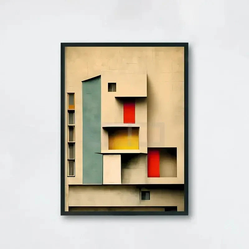 Abstract Building Art Print | Muurdecoratie | Minimalistische Architectuur Posters | Moderne Wanddecoratie | Uniek Ontwerp voor Kantoor