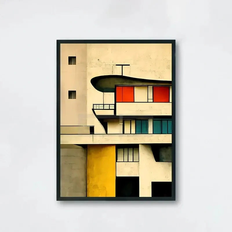 Modern Architecture Poster | Abstracte Gebouwen Muurdecoratie | Color Block Schilderijen | Kleurrijke Wanddecoratie