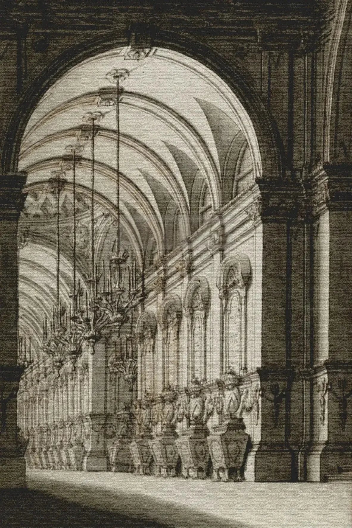 Gothic Cathedral Interior Posters | Muurdecoratie | Majestueuze Gotische Boog en Licht | Wanddecoratie Kunst