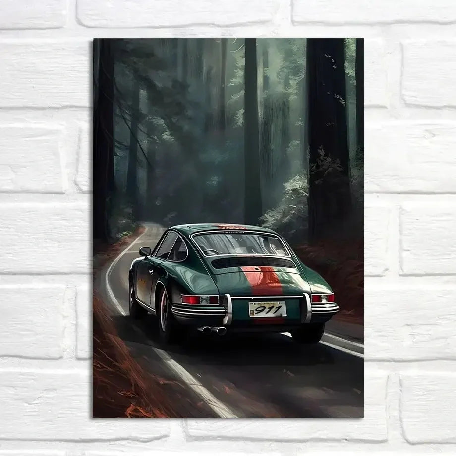 Forest Serenade | Porsche 911 Wanddecoratie | Whispering Woods at Dusk | Muurdecoratie Posters