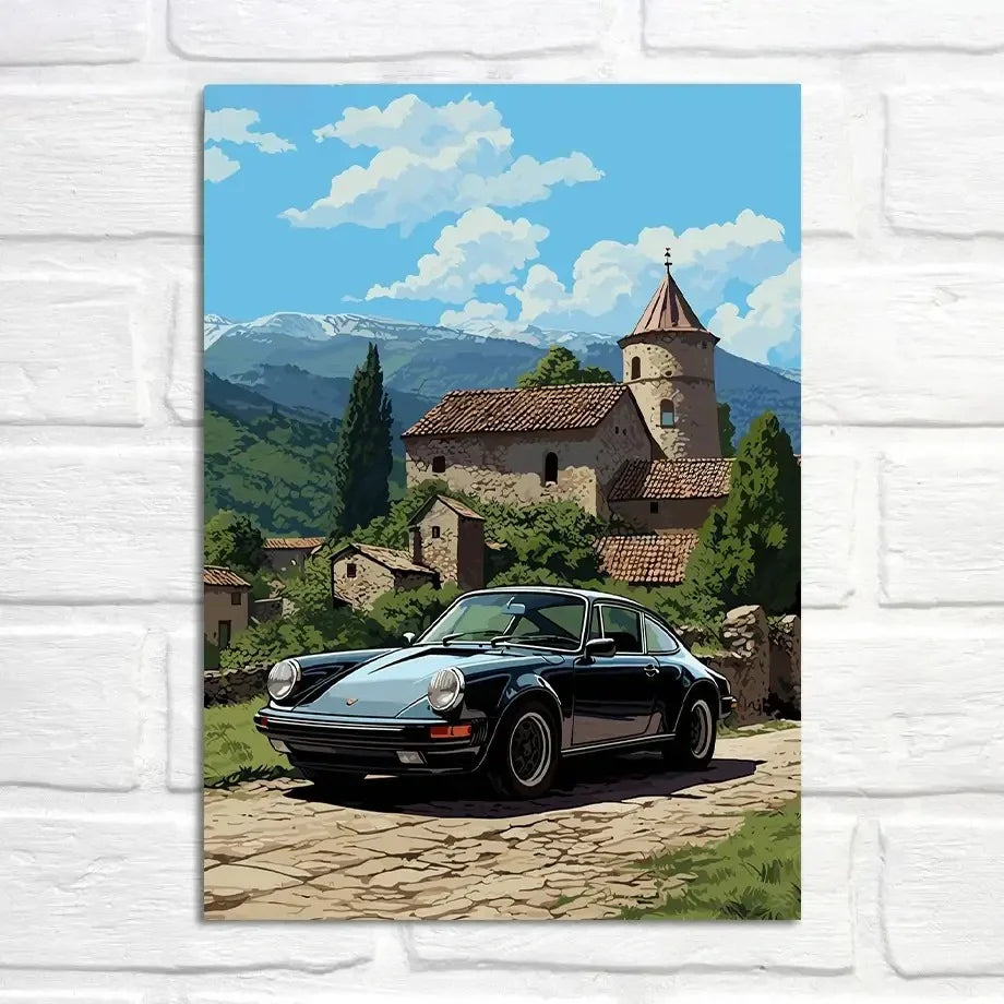 911 Morning Glory | Porsche Muurdecoratie | Countryside Dawn | Wanddecoratie Kerk Poster Serenity