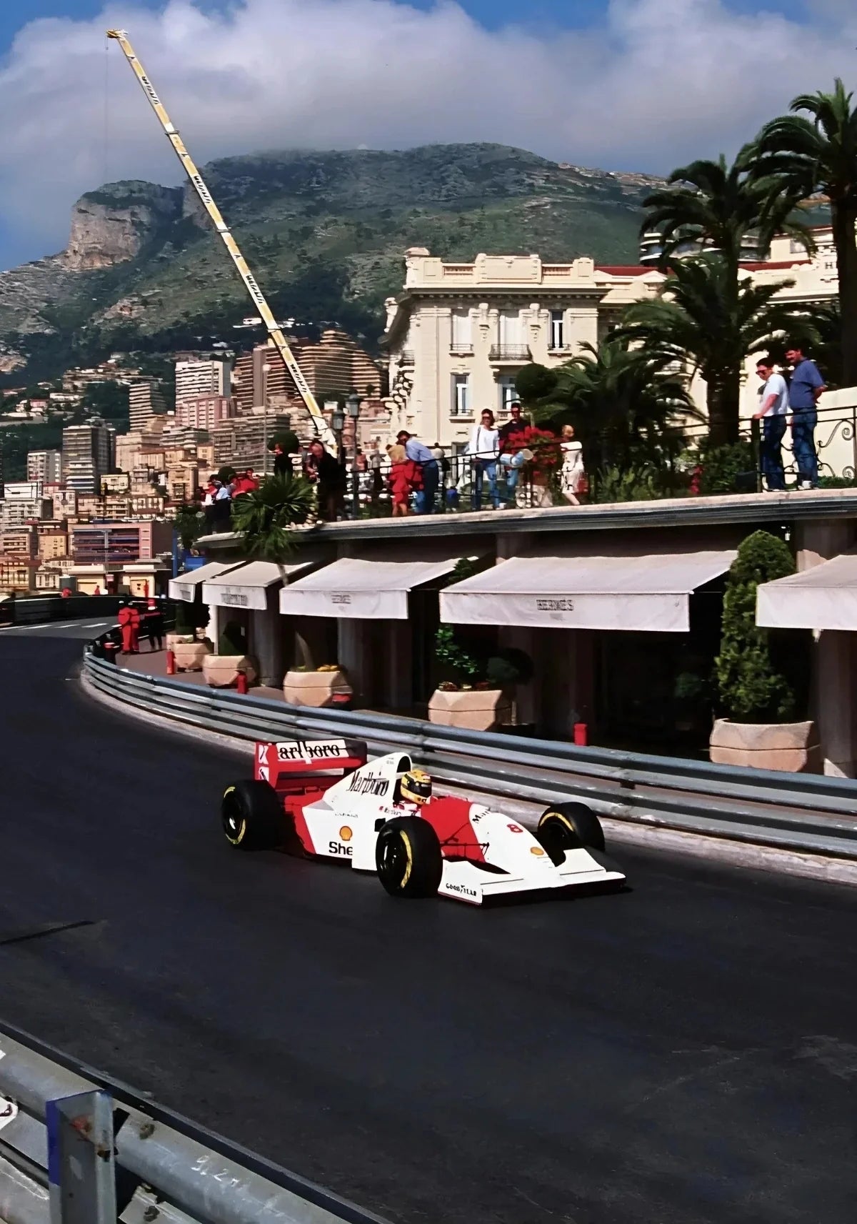 Monaco Formula 1 Muurdecoratie | Vintage Grand Prix Wanddecoratie | F1 Racing | McLaren MP4/8 | Ayrton Senna Poster | Hermes Corner Monte Carlo