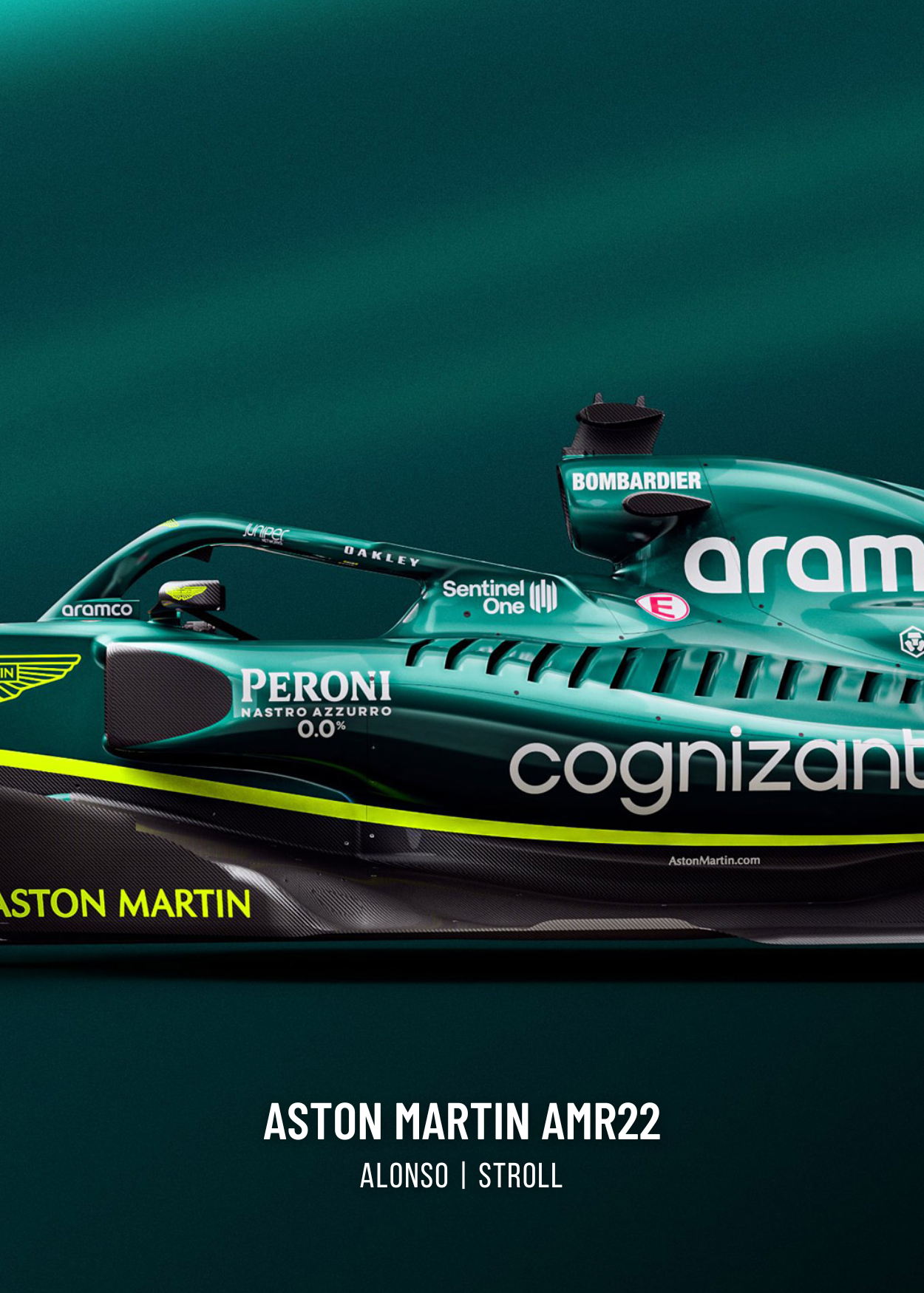 3-delige canvas wanddecoratie | Aston Martin F1-autoposter | Formule 1-racekunst | Woondecoratie | Motorsport cadeau-idee