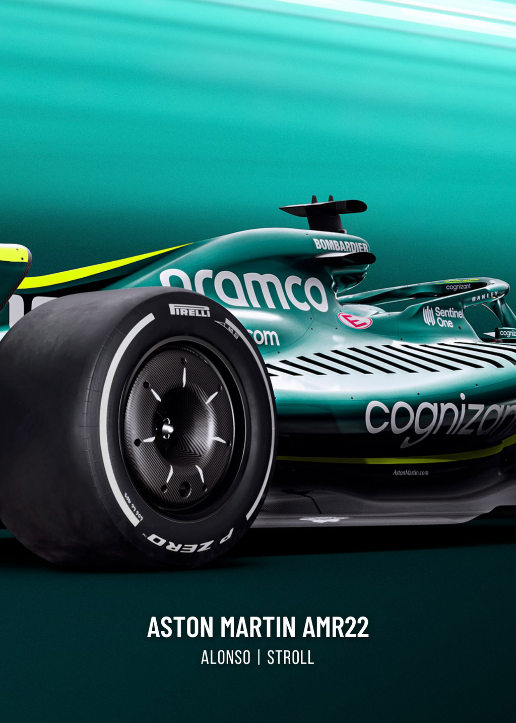 Formule 1-auto | Aston Martin F1-team | Wandkunst in 3 delen | Poster met drie panelen | Sportwagendecoratie
