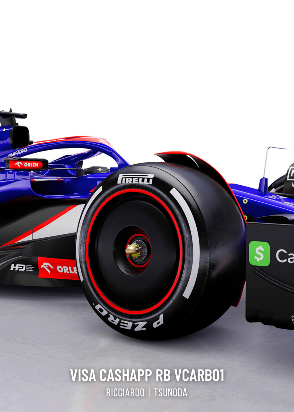 Visa Cashapp RB Wanddecoratie in 3 delen | Alpha Tauri | Formule 1 poster | F1-wagenprint met meerdere panelen | Motorsport-woondecoratie | Cadeau voor raceliefhebbers | Modern F1-canvas