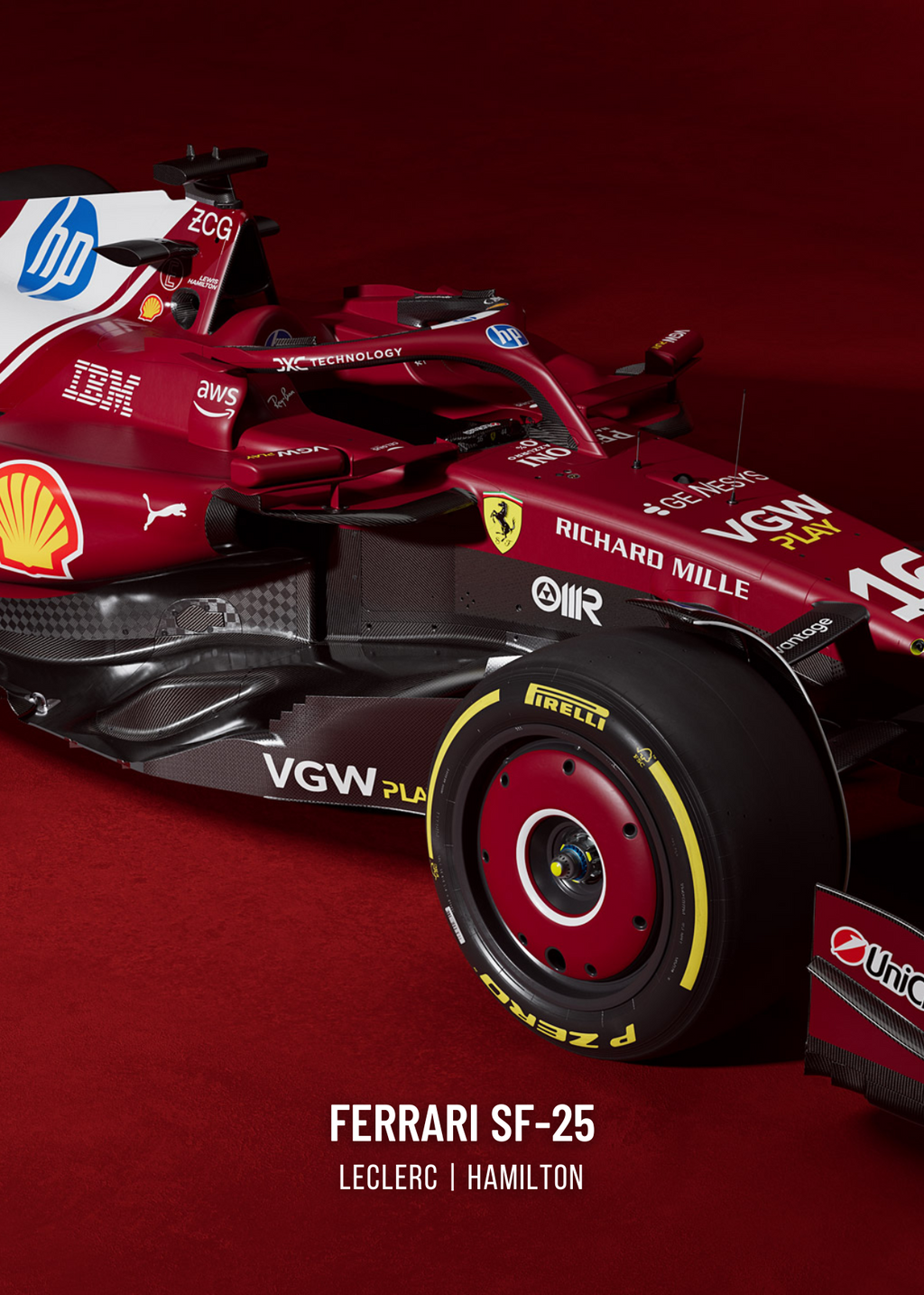 3-delige | Ferrari F1-racewagenposter | Wanddecoratie met drie panelen | Charles Leclerc-poster | Lewis Hamilton-poster | Decoratie geïnspireerd op Formule 1 | Motorsport
