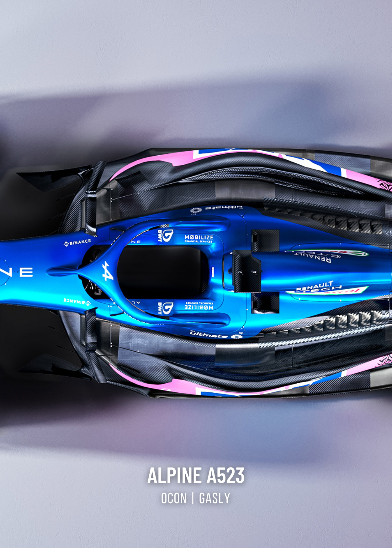 3-delig | Alpine F1 Team Auto | Formule 1 Race Kunst | Driedelige Motorsport Poster | Wanddecoratie