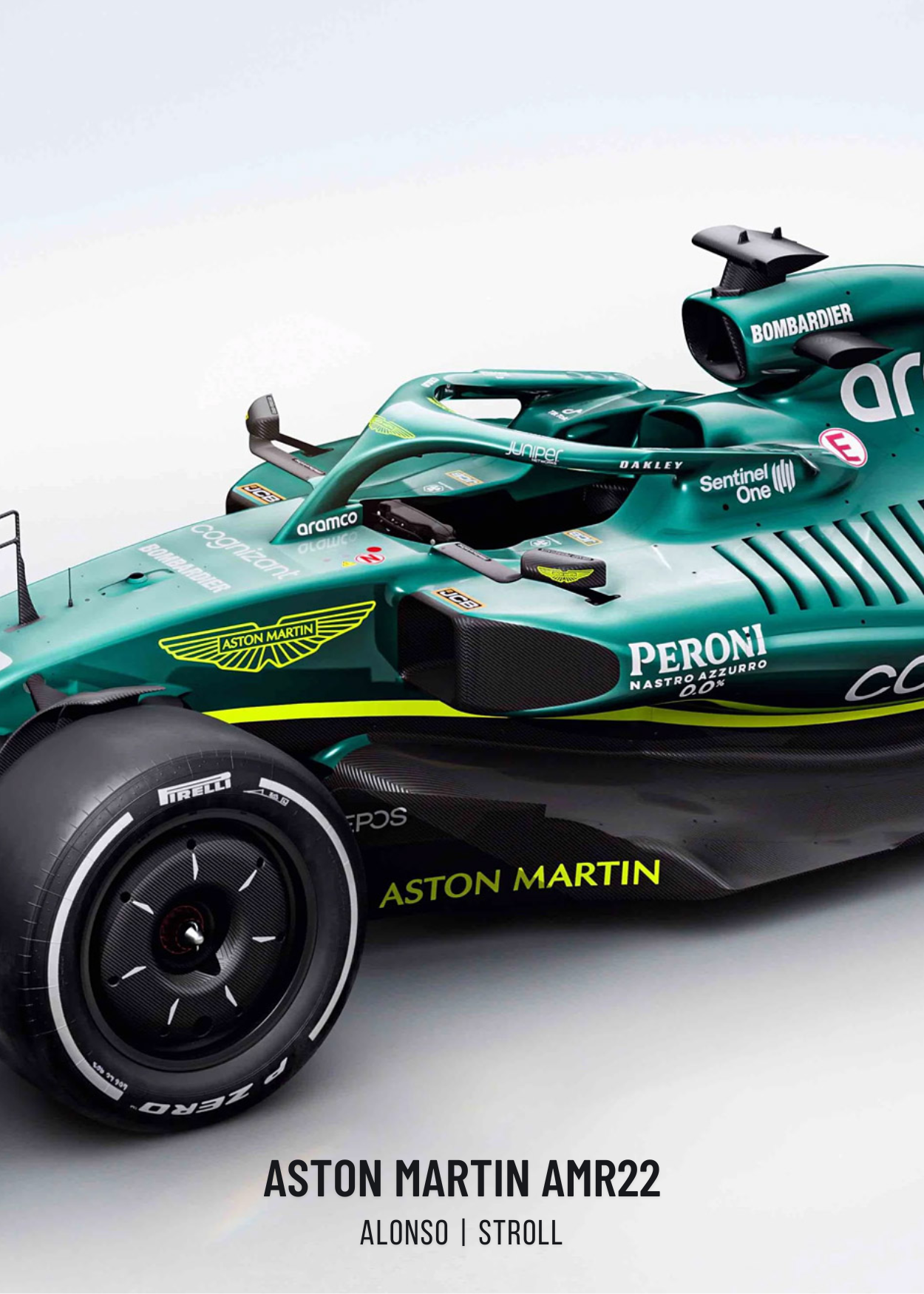 Formule 1-autoposter | Wanddecoratie met drie panelen | Aston Martin F1-racethema | Set van 3 stuks
