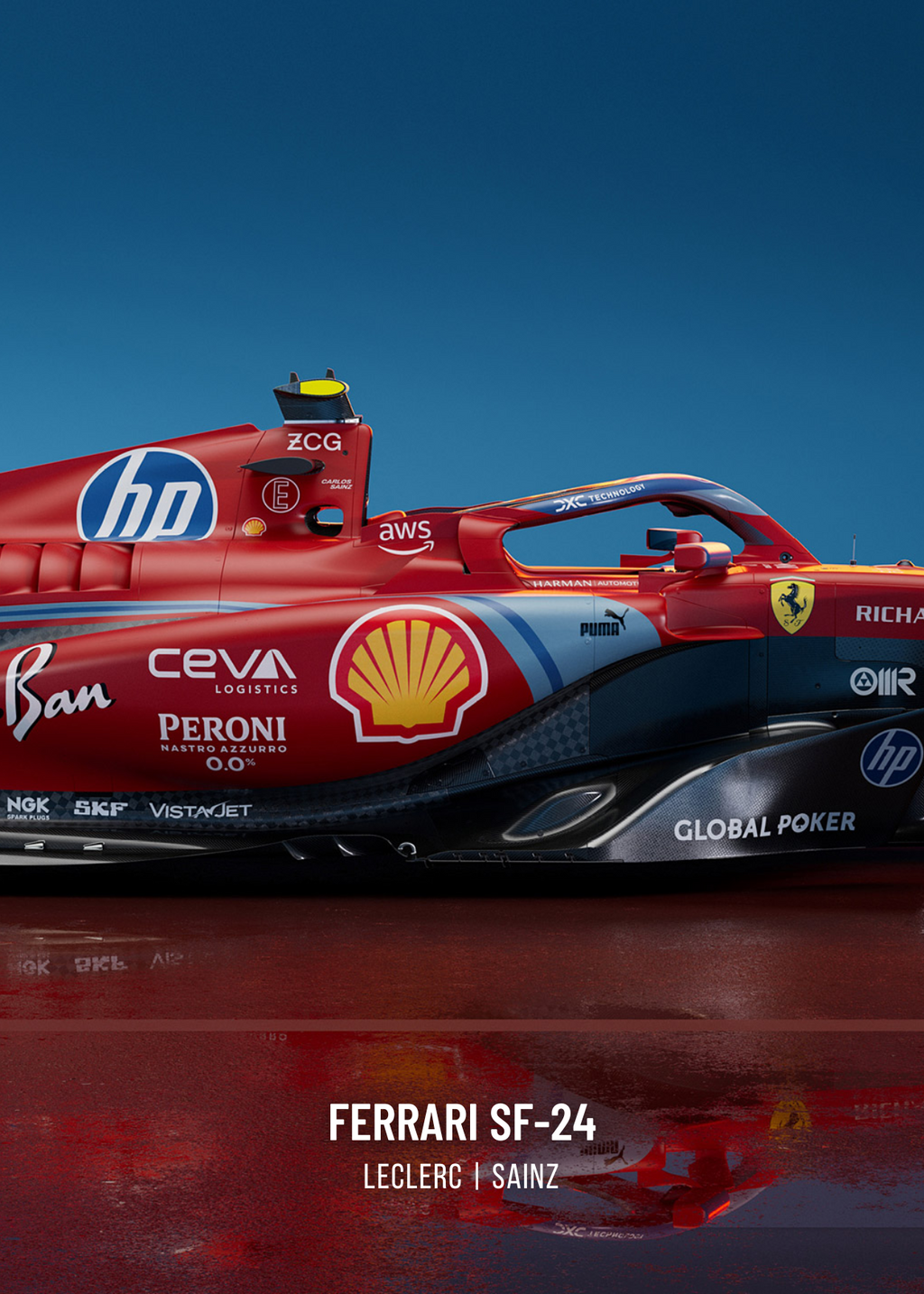 3-delige Formule 1-posterset | Kunstwerken van Ferrari-racewagens | Wandkunstprints | Charles Leclerc-poster | Lewis Hamilton-poster | Woondecoratie | Motorsport