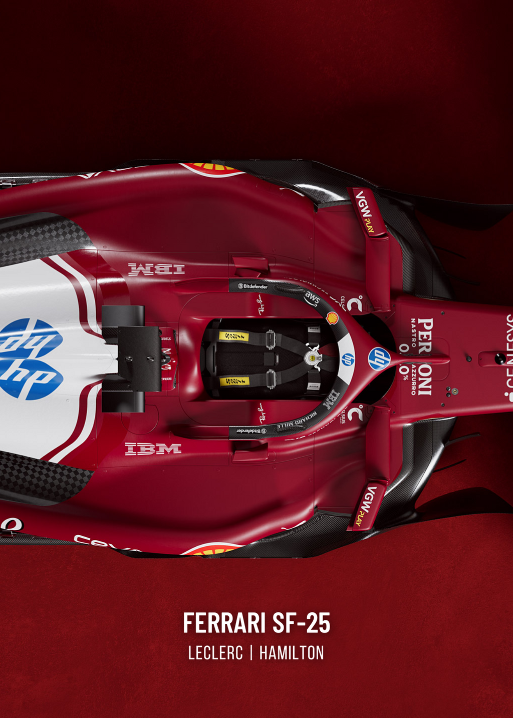 Ferrari F1 Drieluikposter | Formule 1-racekunst met meerdere panelen | Charles Leclerc-poster | Lewis Hamilton-poster | Scuderia Ferrari-displaydecoratie | Muurkunst voor motorsportliefhebbers