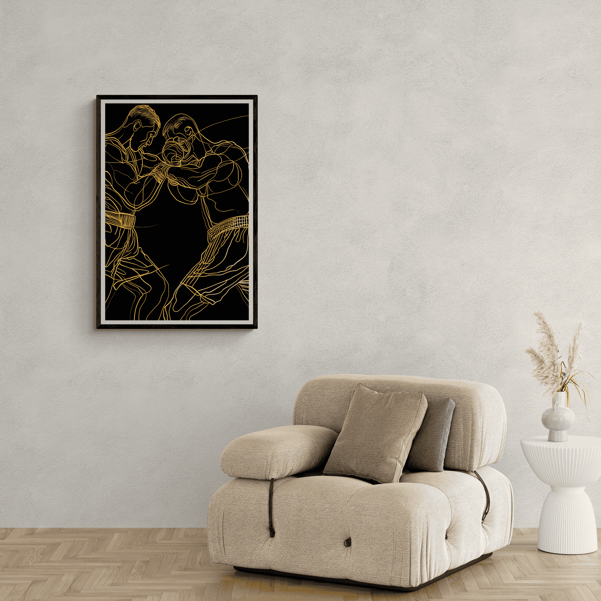 Boks Lijnen Poster | Abstracte Geometrische Wanddecoratie | Muurdecoratie voor Woonkamer & Kantoor Decoratie