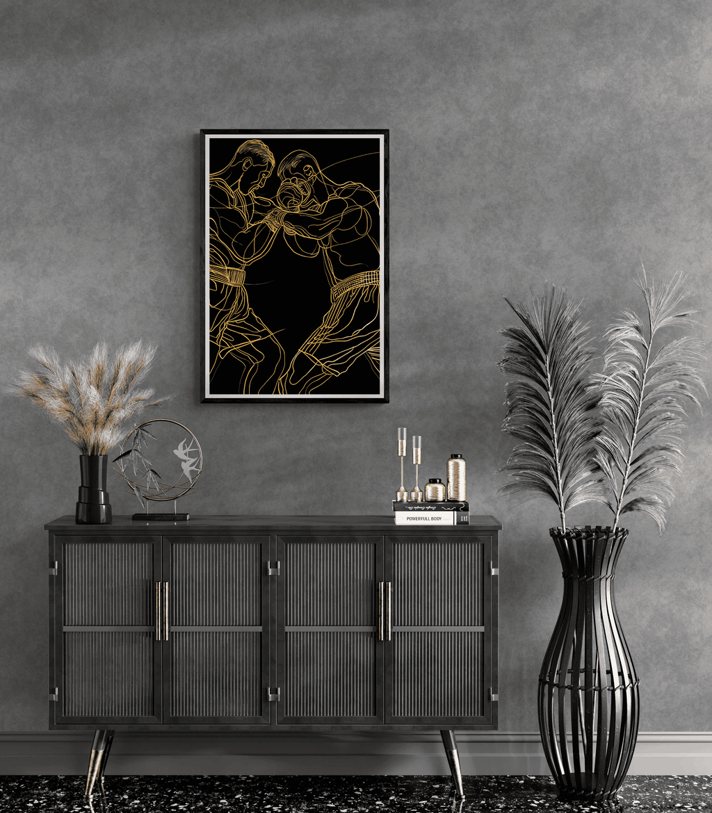 Boks Lijnen Poster | Abstracte Geometrische Wanddecoratie | Muurdecoratie voor Woonkamer & Kantoor Decoratie