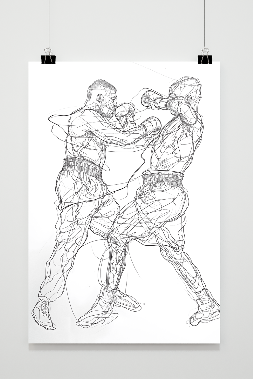 Abstract Boxing Lines Poster | Muurdecoratie | Zwart Wit Wanddecoratie | Modern Canvas Kunst | Minimalistisch Design voor Gym of Woonkamer