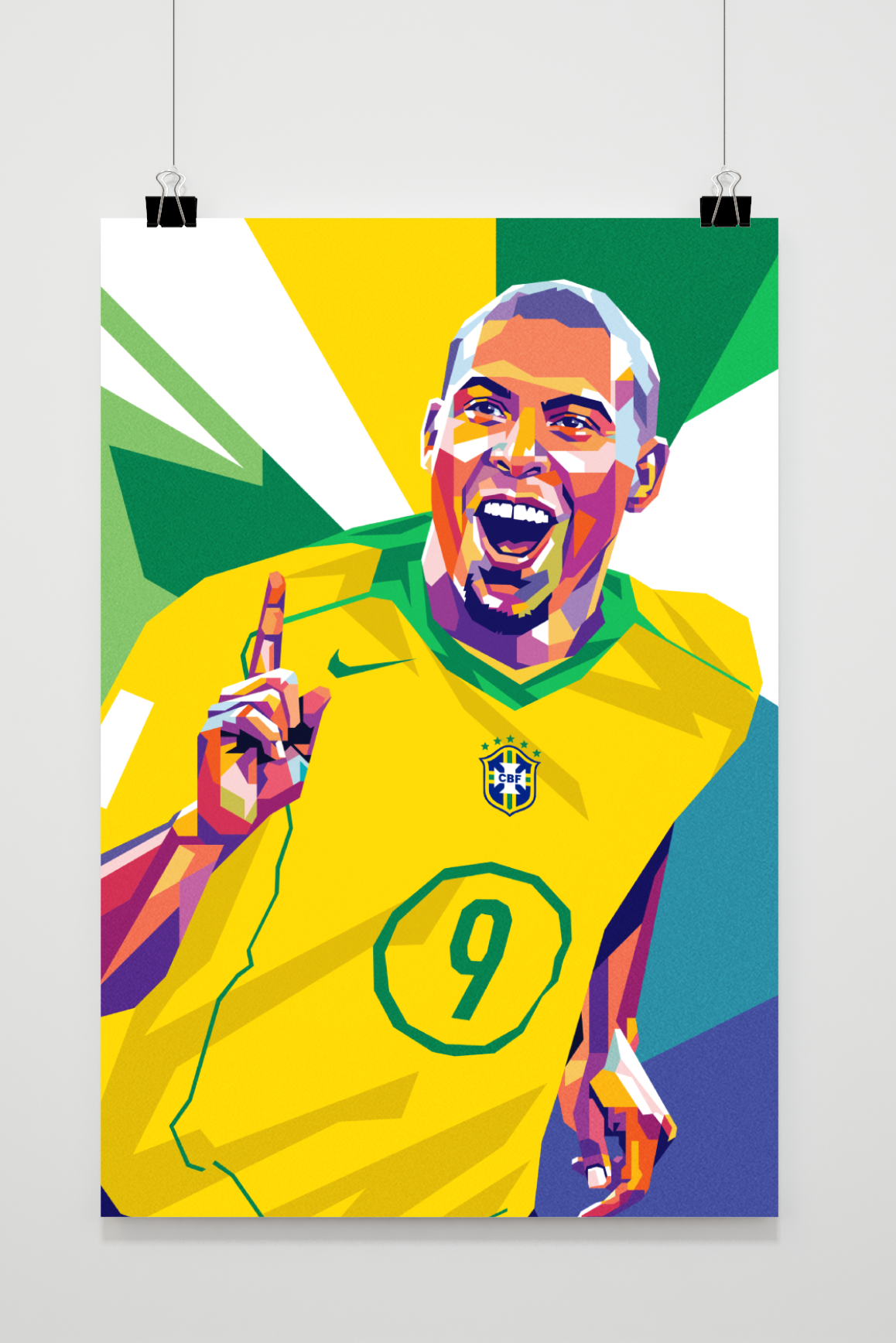 Ronaldo Nazario R9 | Vintage Muurdecoratie | Wanddecoratie Poster | Iconisch Voetbal Legende Kunst