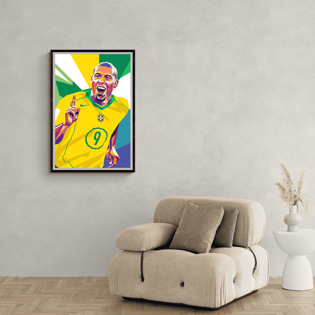 Ronaldo Nazario R9 | Vintage Muurdecoratie | Wanddecoratie Poster | Iconisch Voetbal Legende Kunst